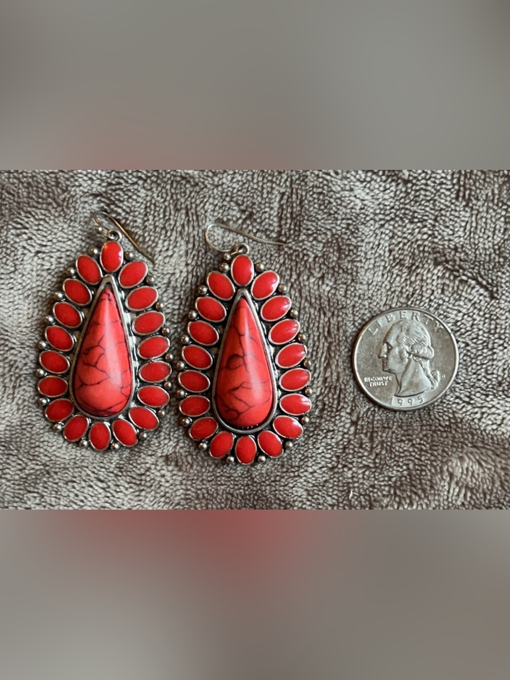Red Teardrop Stone Dangle Earrings - Women's Fashion Jewelry